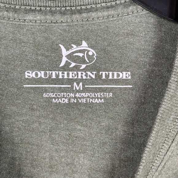 Southern Tide‎ Shirt Mens Medium Green Textured Long Sleeve Crew Neck Graphics - Picture 3 of 7